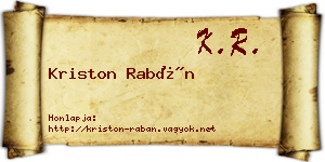Kriston Rabán névjegykártya